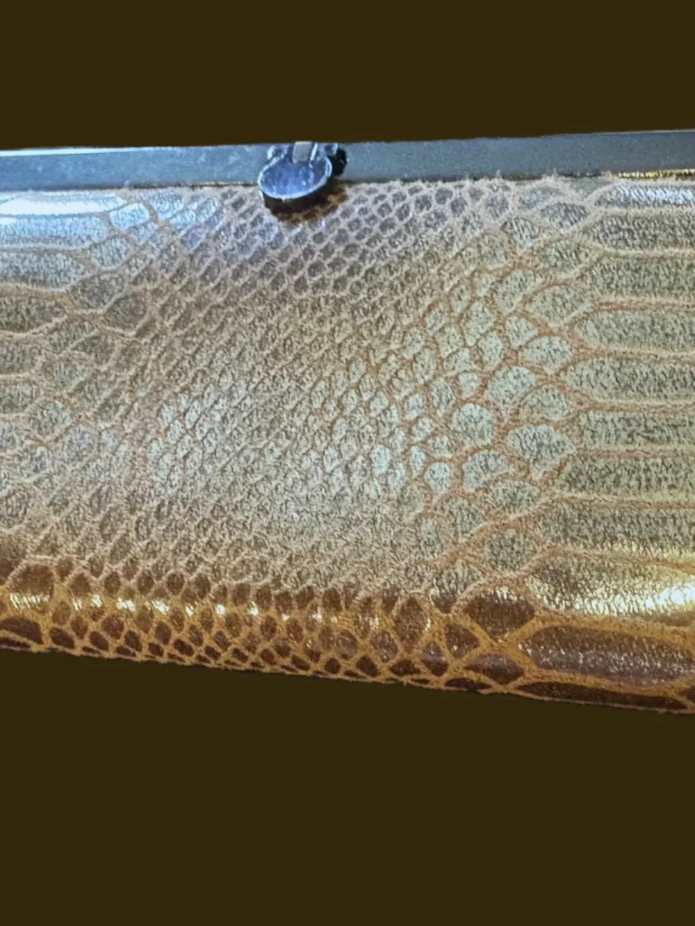 Continental Wallet-Faux Snakeskin Metallic Gunmetal Hardware and Accordion Sides